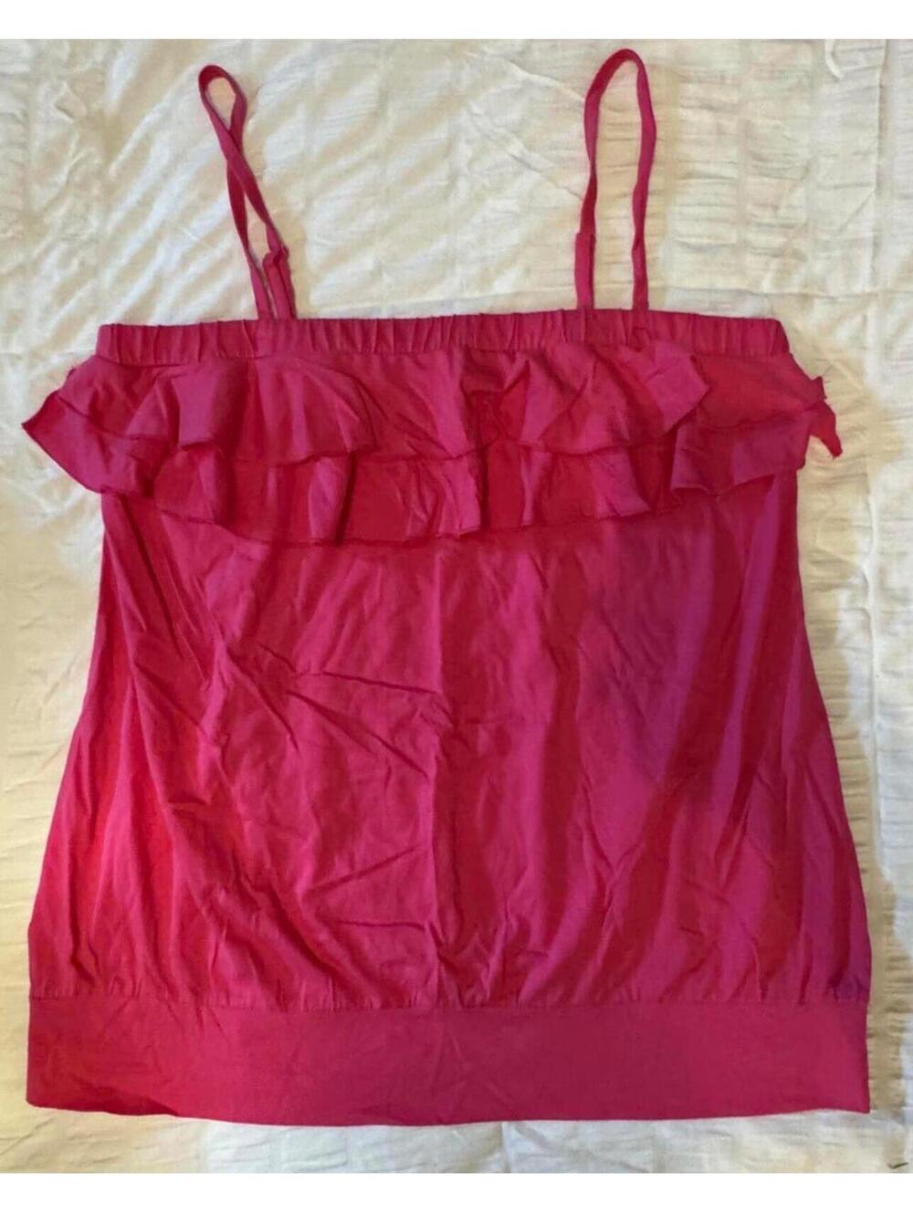 Women's Pink Ruffle Trim Tank Top - Size 14/16